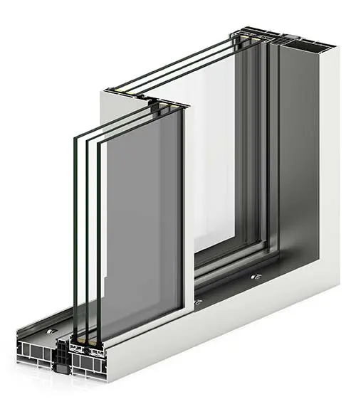CORTIZO COR VISION PLUS didelių matmenų minimalistinės aliuminio sistemos erdvinis pjūvis