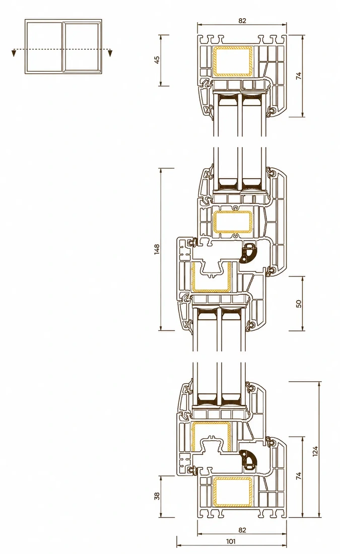 IGLO ENERGY CLASSIC PSK technical profile cross-section with dimensions