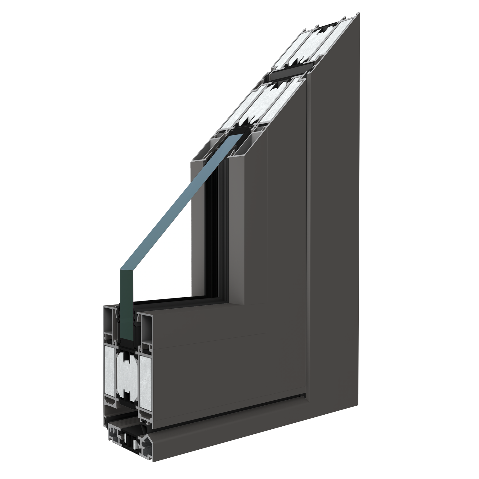 MB-78EI fire-rated aluminium door profile cutaway