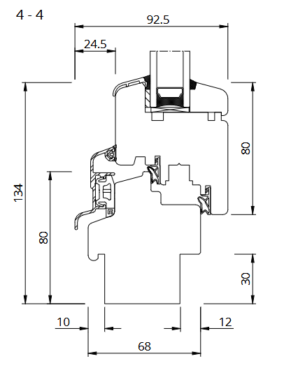 SOFTLINE 68 medinio lango profilio pjūvis