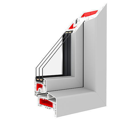 Aluplast IDEAL 7000 NL window frame cross-section with external rebate