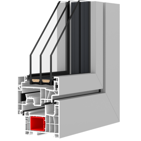 Aluplast IDEAL NEO MD-FS flush-sash window frame cross-section