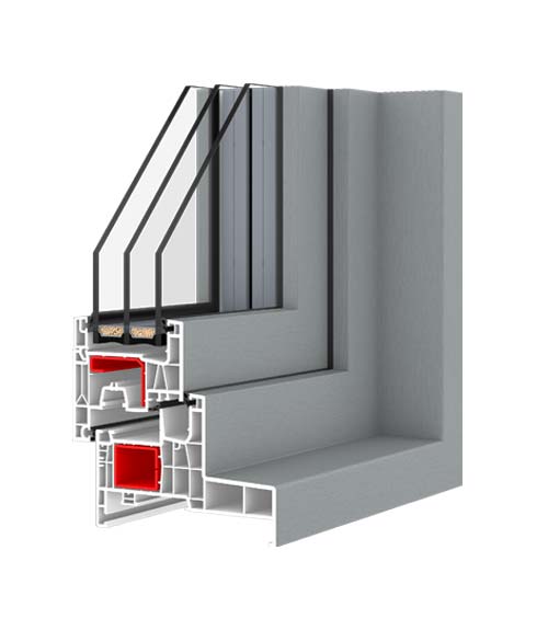 Aluplast IDEAL NEO MD MONOBLOCK window frame cross-section