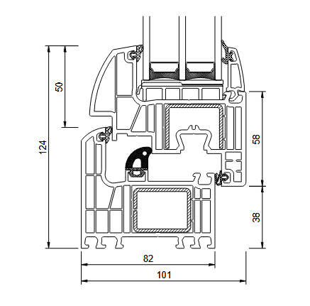 IGLO Energy 82 mm window profile technical cross-section